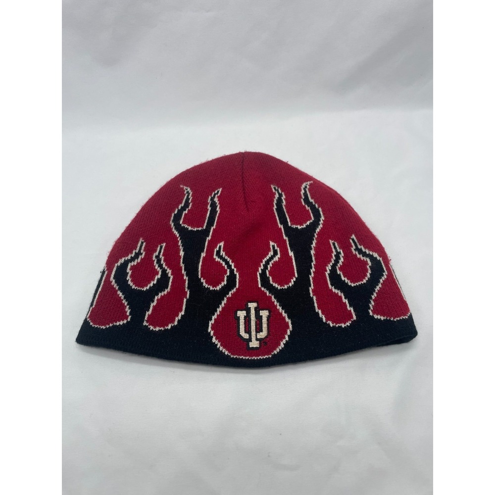 Vintage Starter Embroidered Two Tone Flame Print Indiana Hoosiers Beanie Hat OS